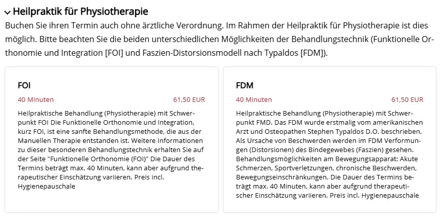 Screenshot Onlinebuchung HP